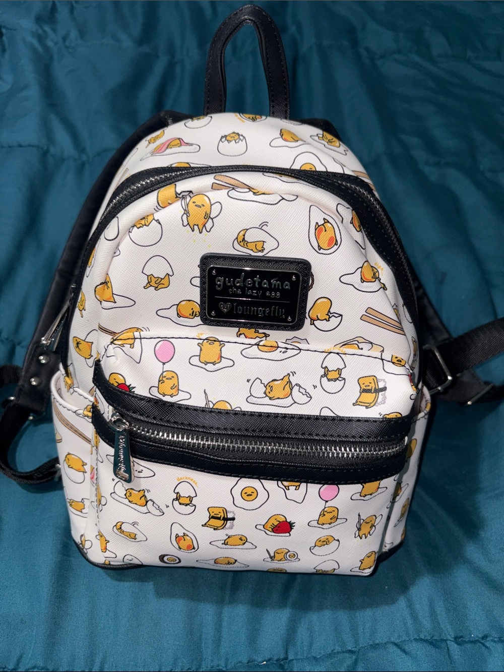Loungefly Gudetama The Lazy Egg Pattern Mini Backpack